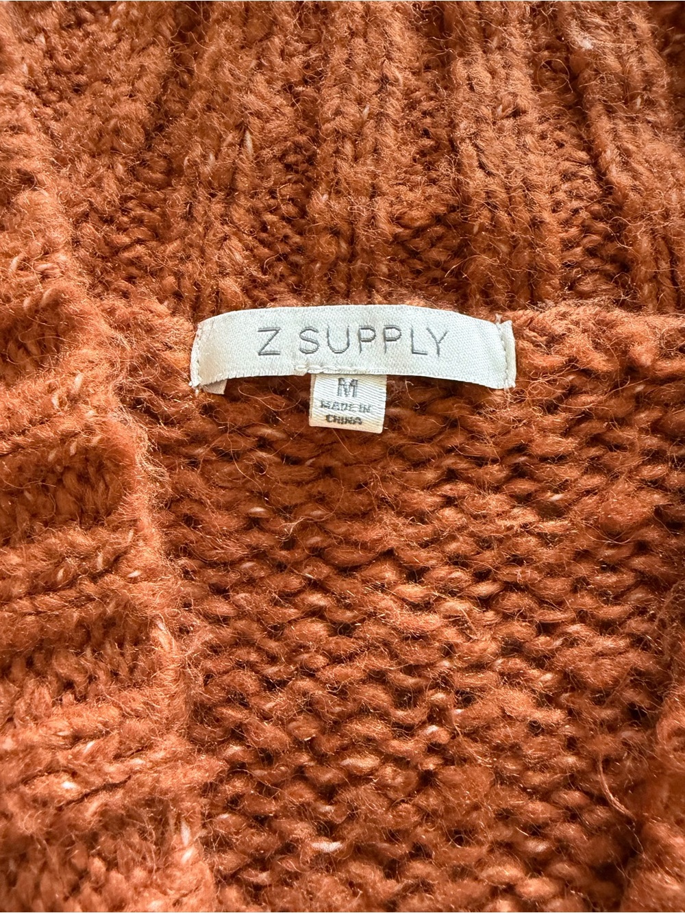 Z Supply Women's Rust Knit Sweater - Cozy Ribbed Cardigan